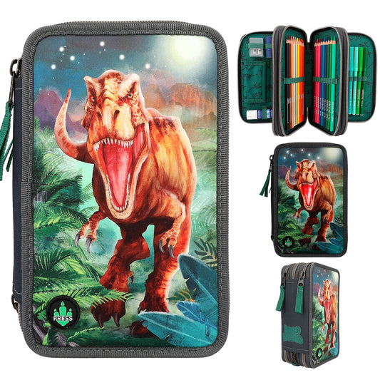 Dino World trousse 3 compartiments LED - Depesche