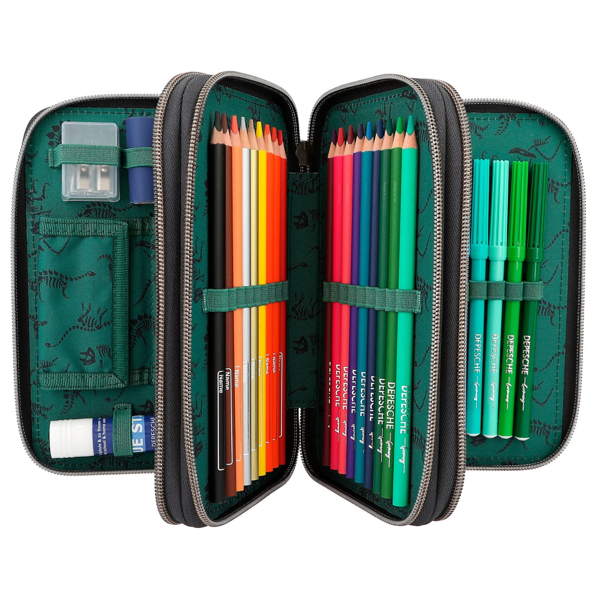 Dino World trousse 3 compartiments LED - Depesche