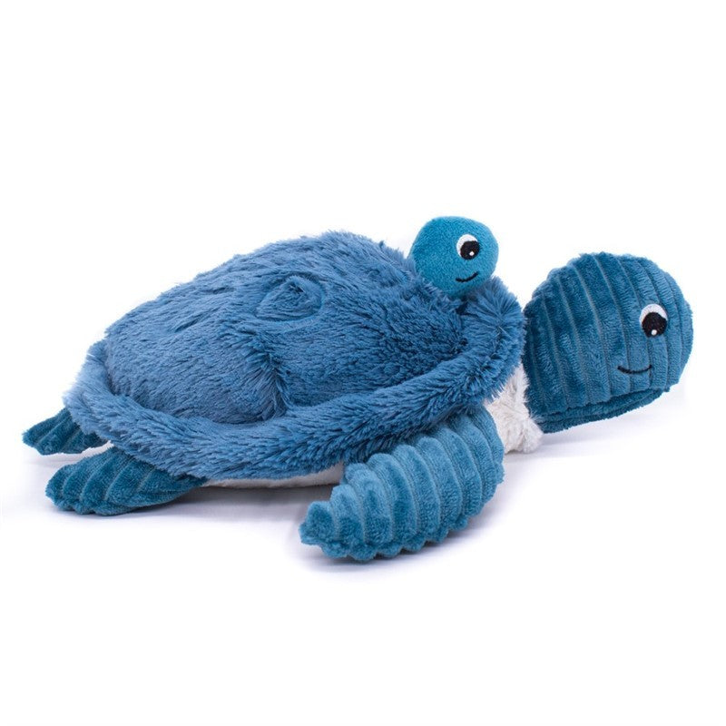 Peluche SAUVENOU Ptipotos tortue maman bébé bleu - Les Déglingos