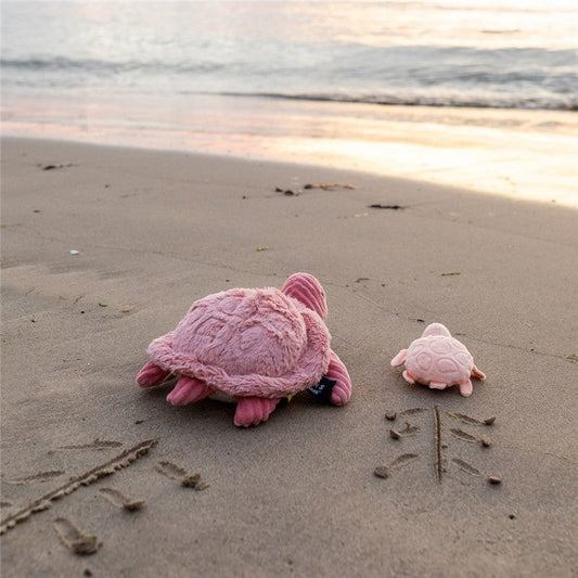 Peluche SAUVENOU Ptipotos tortue maman bébé rose - Les Déglingos