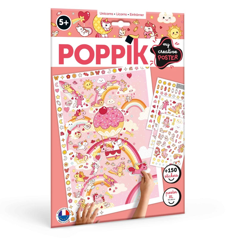 Poster Créatif + 150 Stickers Licornes (5-10 ANS) - Poppik