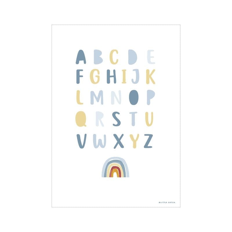 Poster A3 Arc en ciel Alphabet - bleu - Little Dutch
