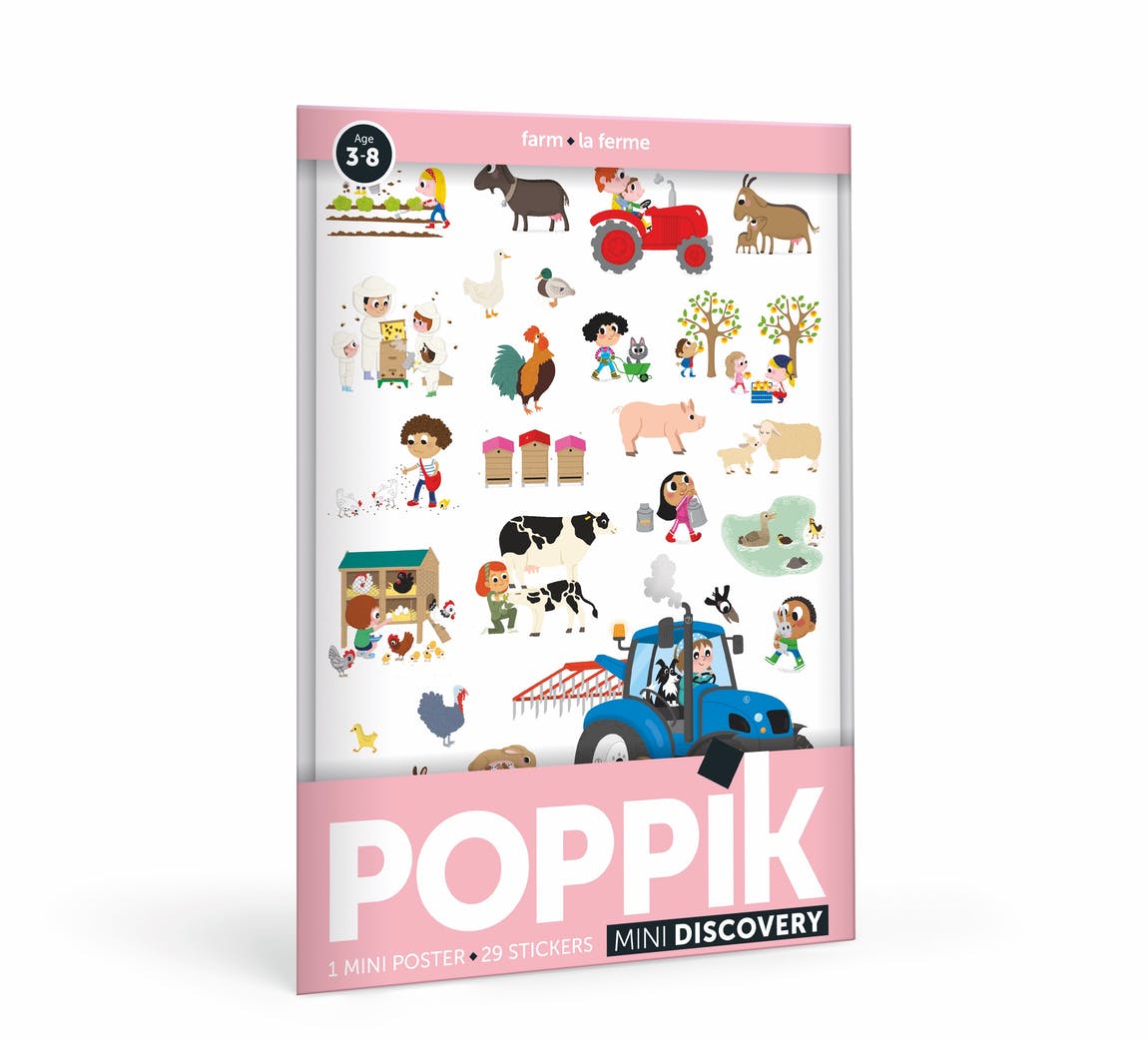 Mini Poster + 29 Stickers La Ferme (3-8 ans) - Poppik